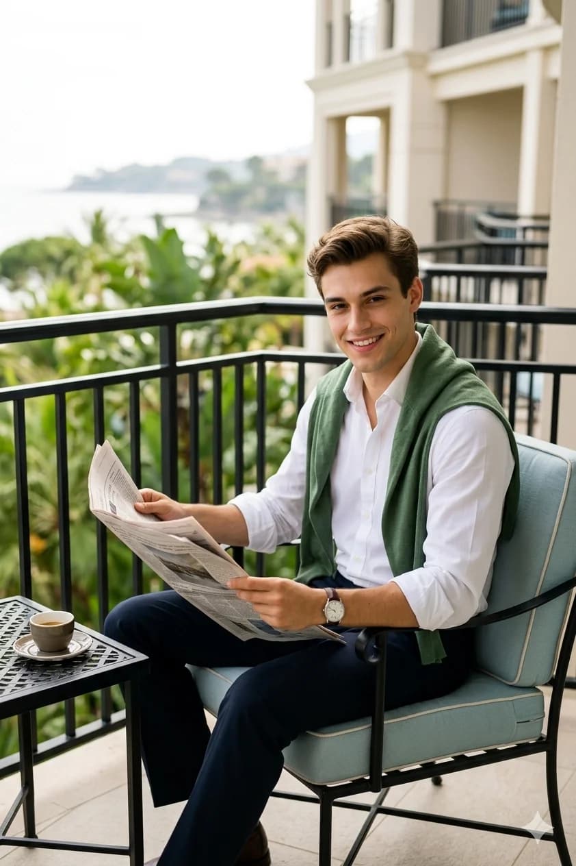 Soft Aesthetic Balcony Portrait for Men