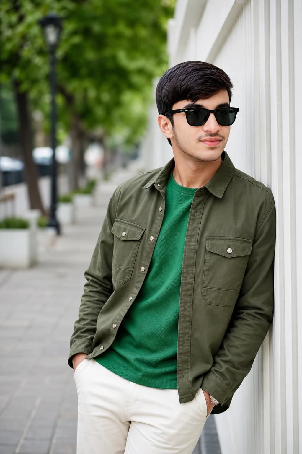Olive & Green Street Style South Asian Male Portrait