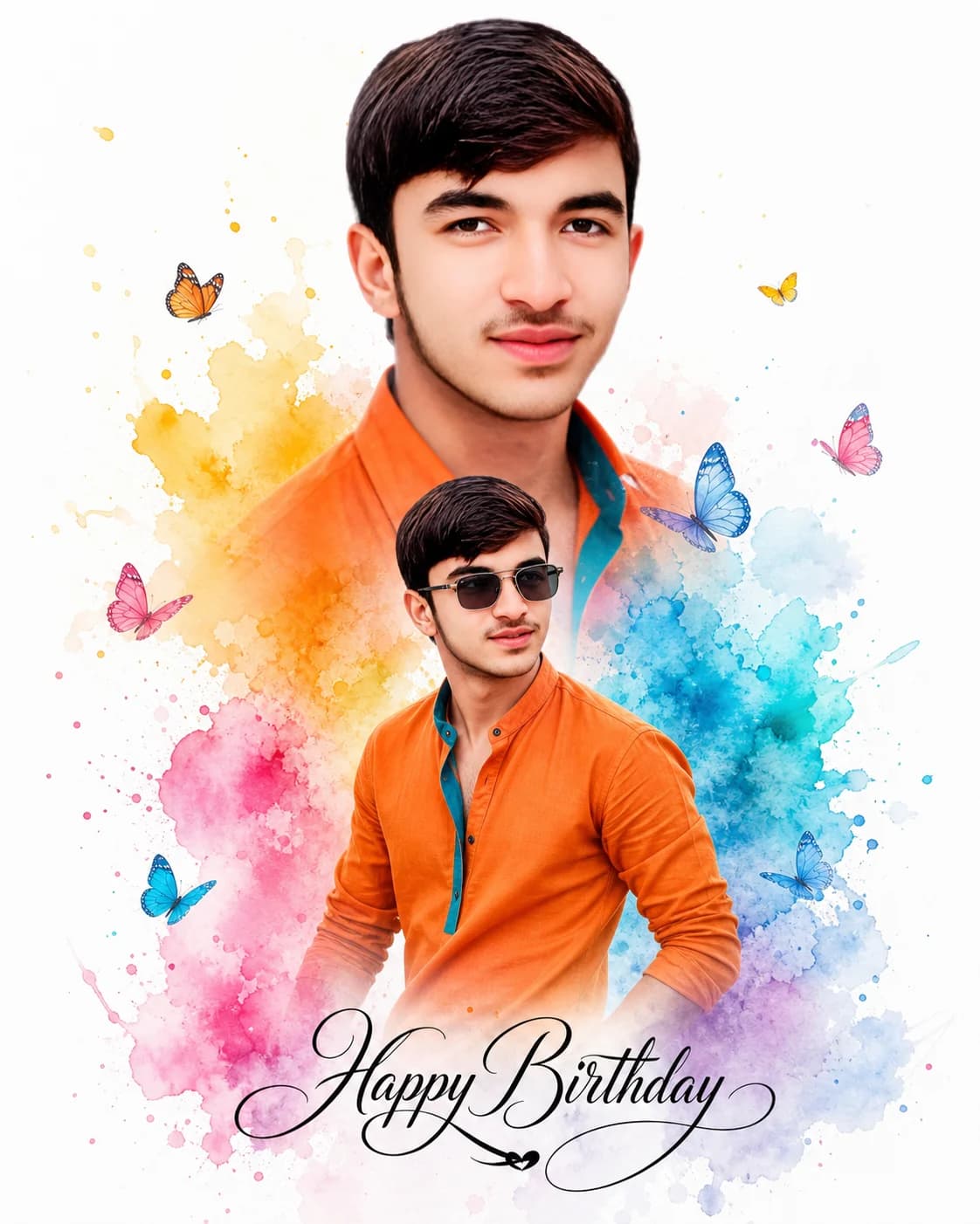 Creative Double Exposure Birthday AI Portrait
