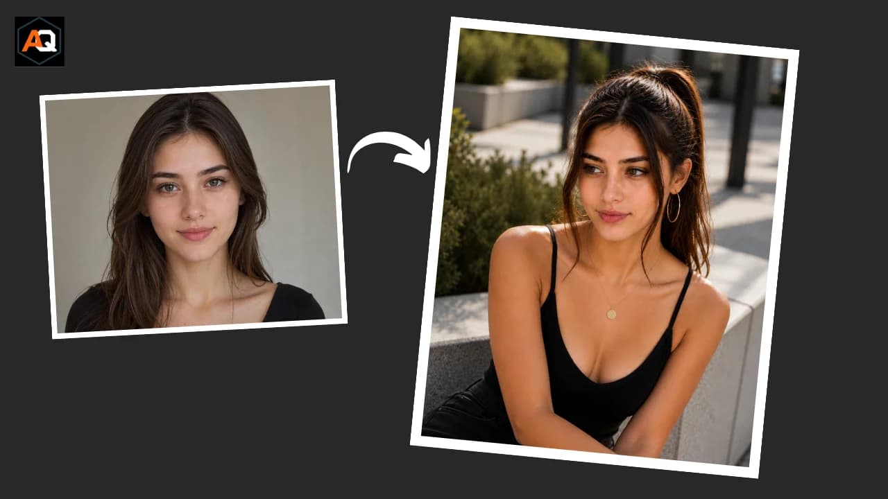 How to get photorealistic AI portraits with ChatGPT - girl sitting casually outdoors modern city environment consistent face.