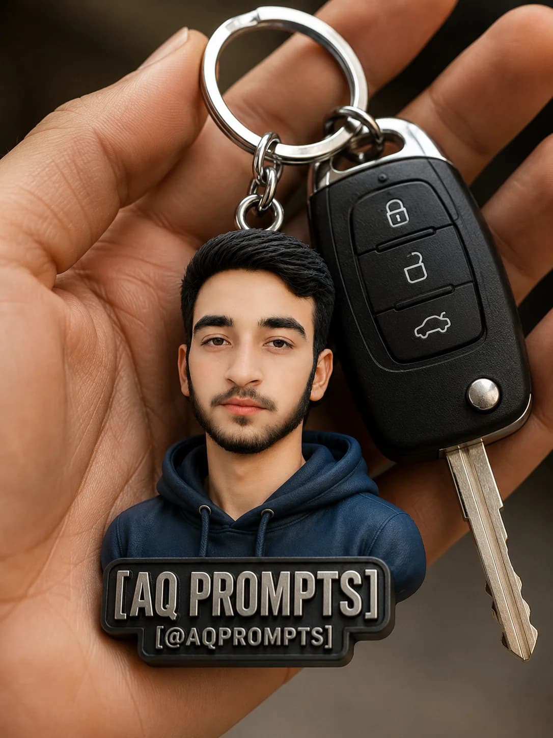 Embossed Nameplate 3D Character Keychain Mockup Prompt