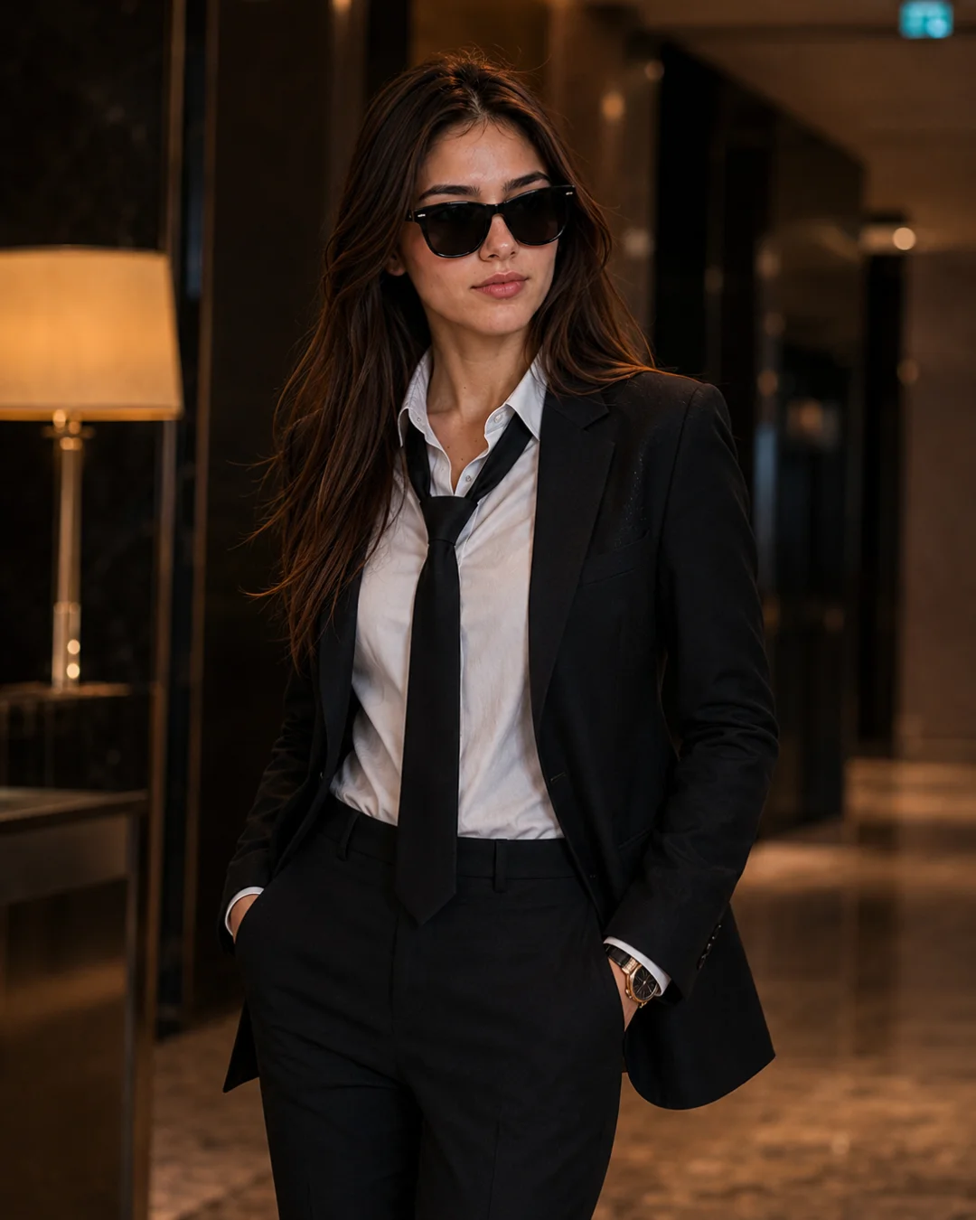 GQ Style Hotel Corridor Black Suit Lifestyle Prompt