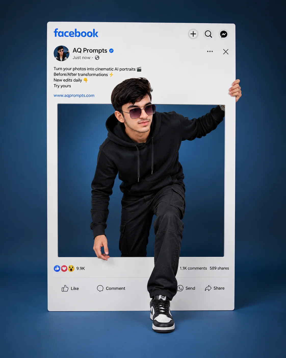 Facebook 3D Breakout Hoodie Streetwear Mockup Prompt