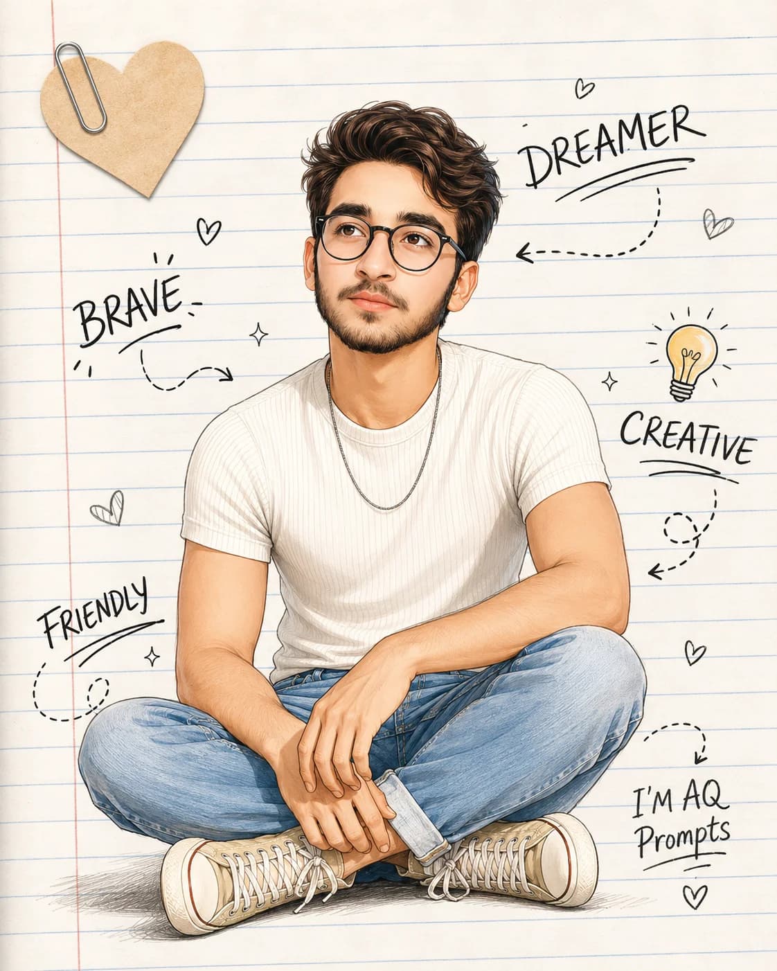 Journal Sketch Notebook Doodles Male Portrait Prompt