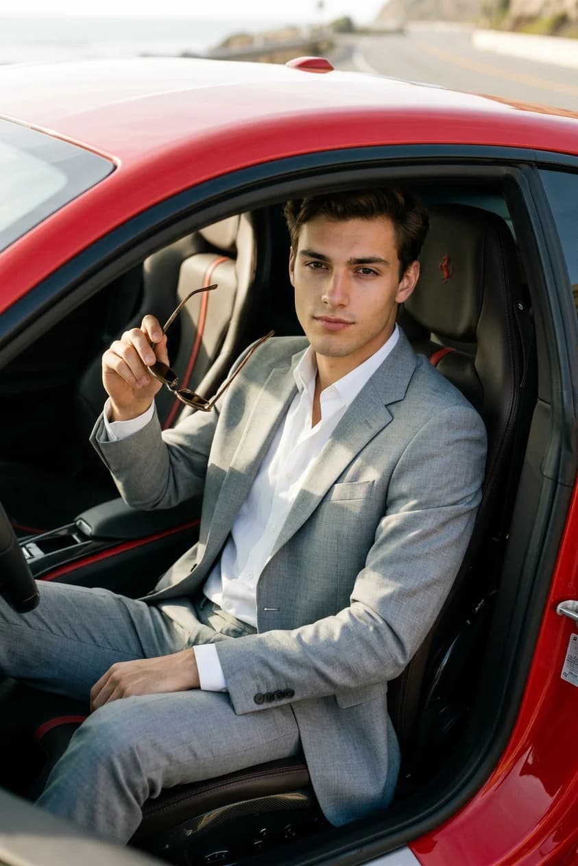 Luxury Car Man Portrait AI generated prompt preview