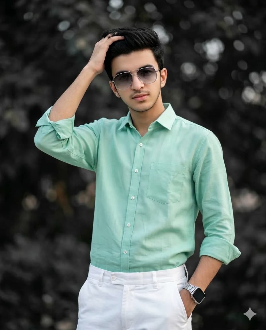 Luxury Branded Mint Green Fashion | Silk-Linen Aesthetic Portrait