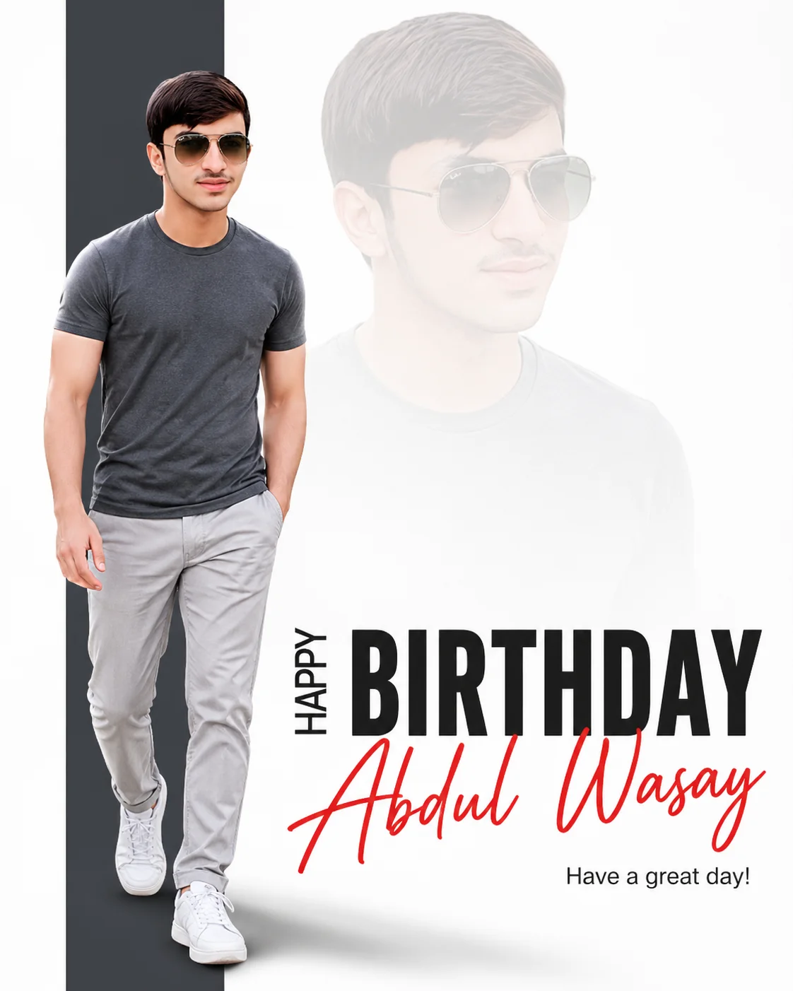 Minimalist High-Key Birthday Prompt with Red Signature Text AI generated prompt preview
