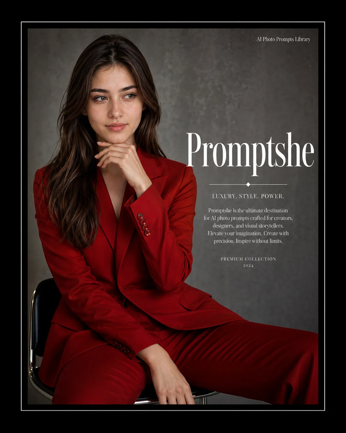 Monochromatic Red Designer Suit Luxury Editorial Prompt