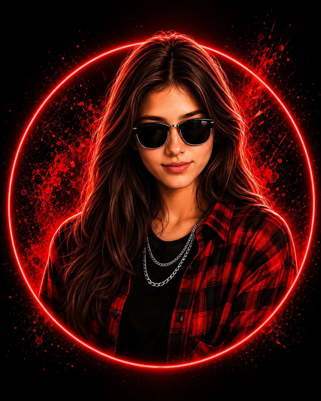 Neon Red Circular Ring Vector Profile Prompt AI generated prompt preview