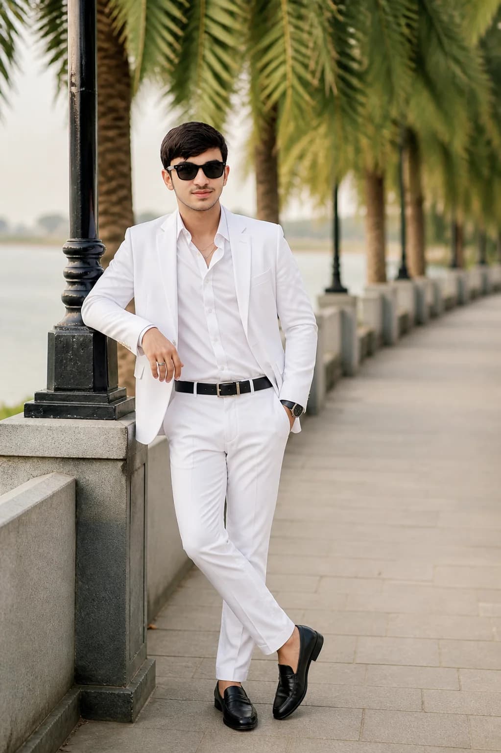 All-White Luxury Riverside Aesthetic Male Portrait