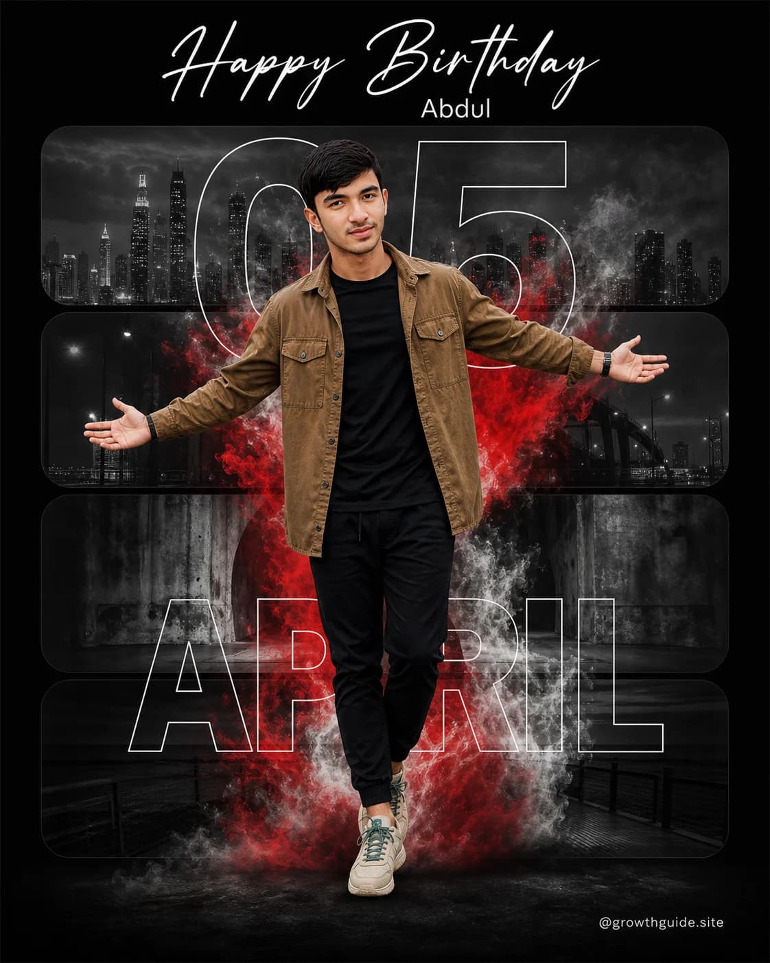 Urban Collage Birthday Poster - South Asian Male