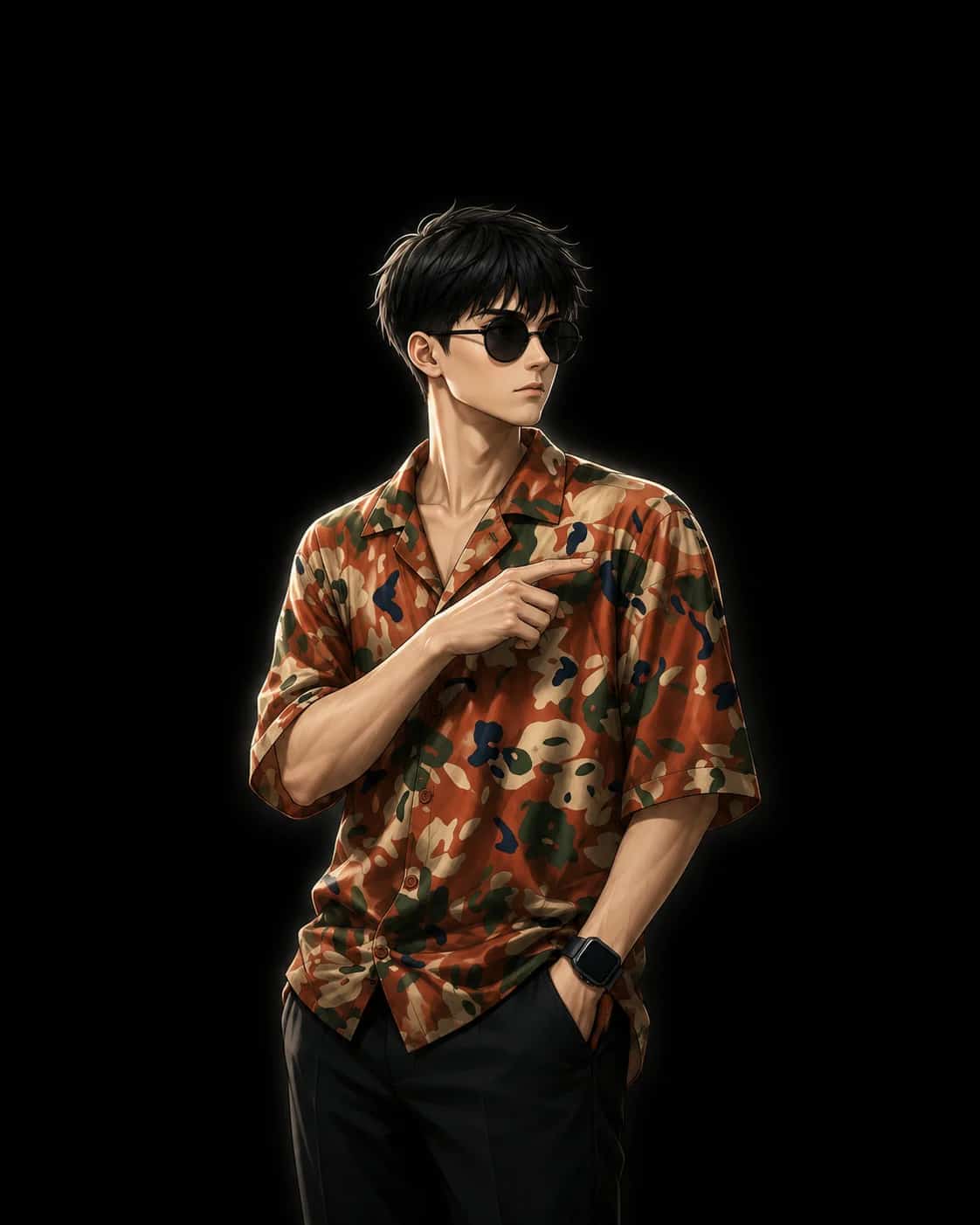 Black Background Anime Male Portrait AI Prompt