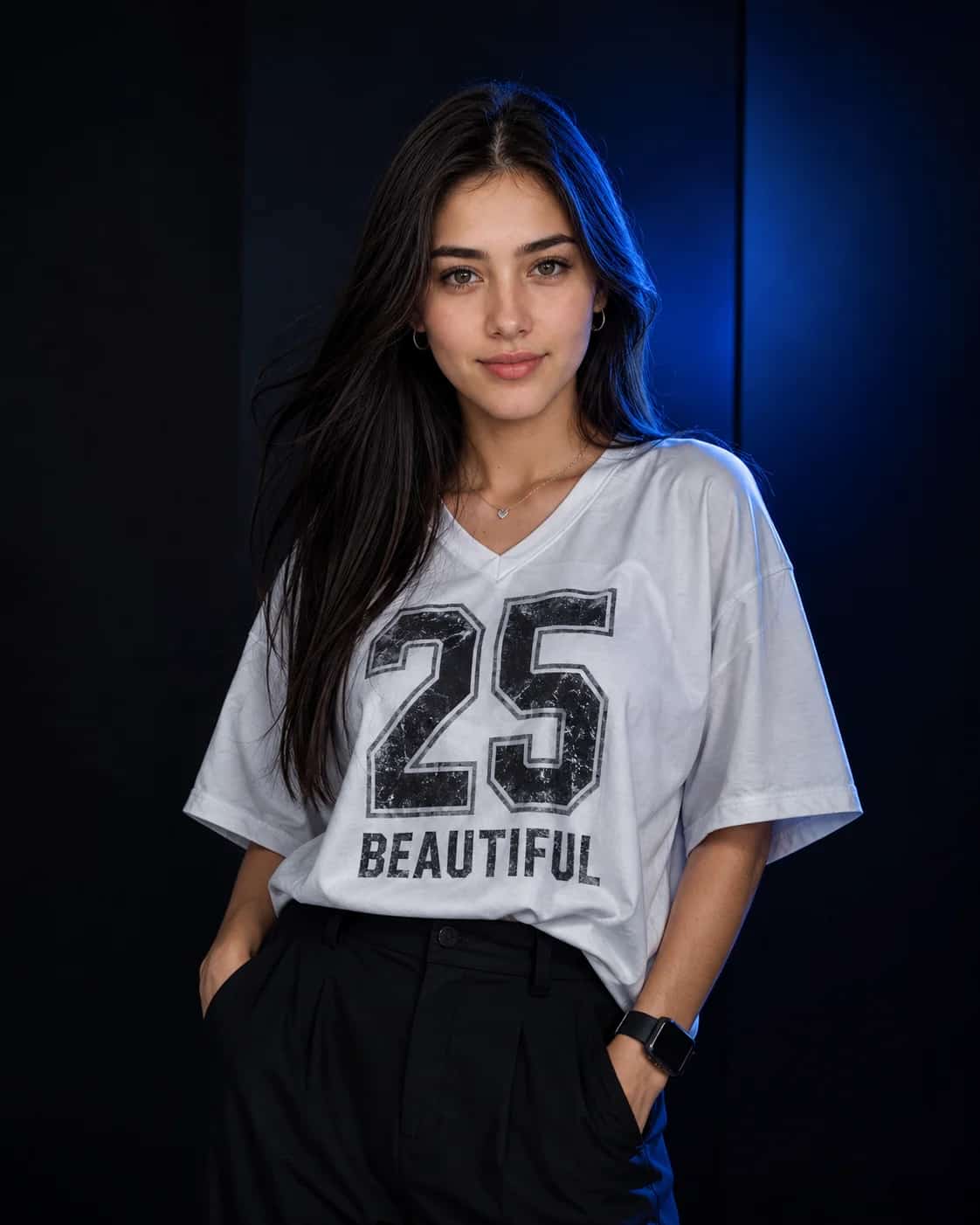 Blue Rim Light Streetwear Portrait AI Prompt