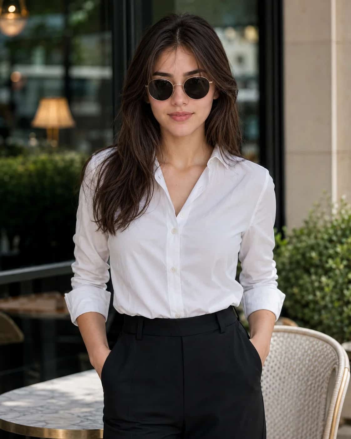 Elegant Café Lifestyle Portrait AI Prompt
