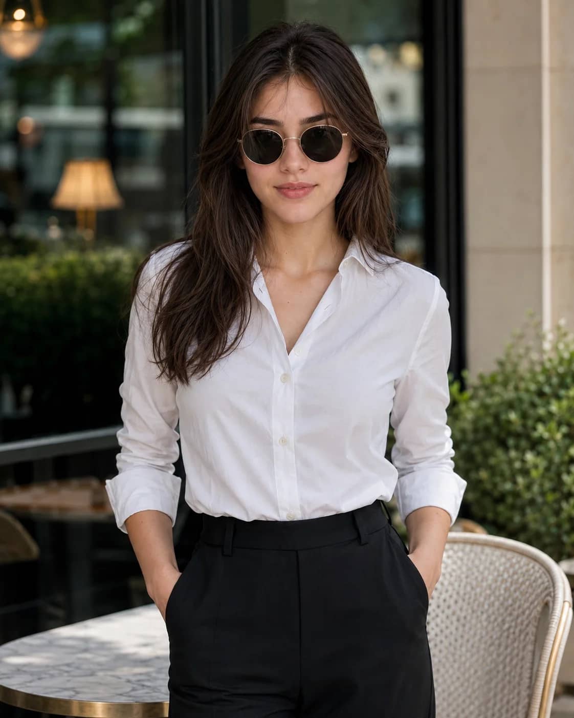 Elegant Café Lifestyle Portrait AI Prompt AI generated prompt preview