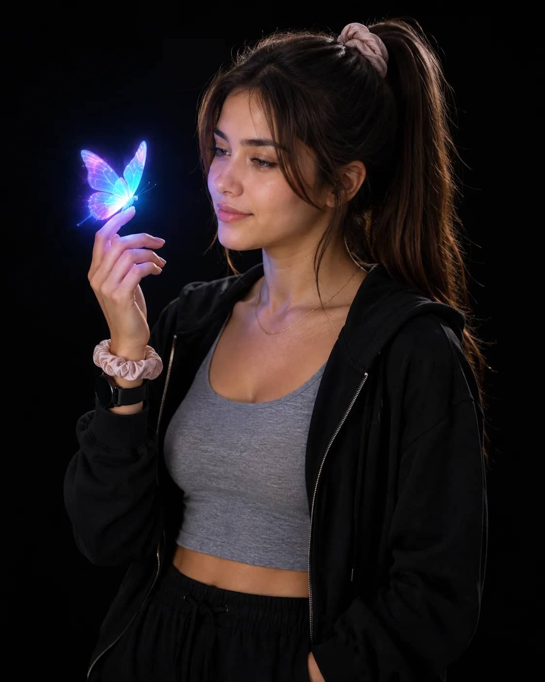 Holographic Butterfly Side-Profile Portrait AI Prompt AI generated prompt preview