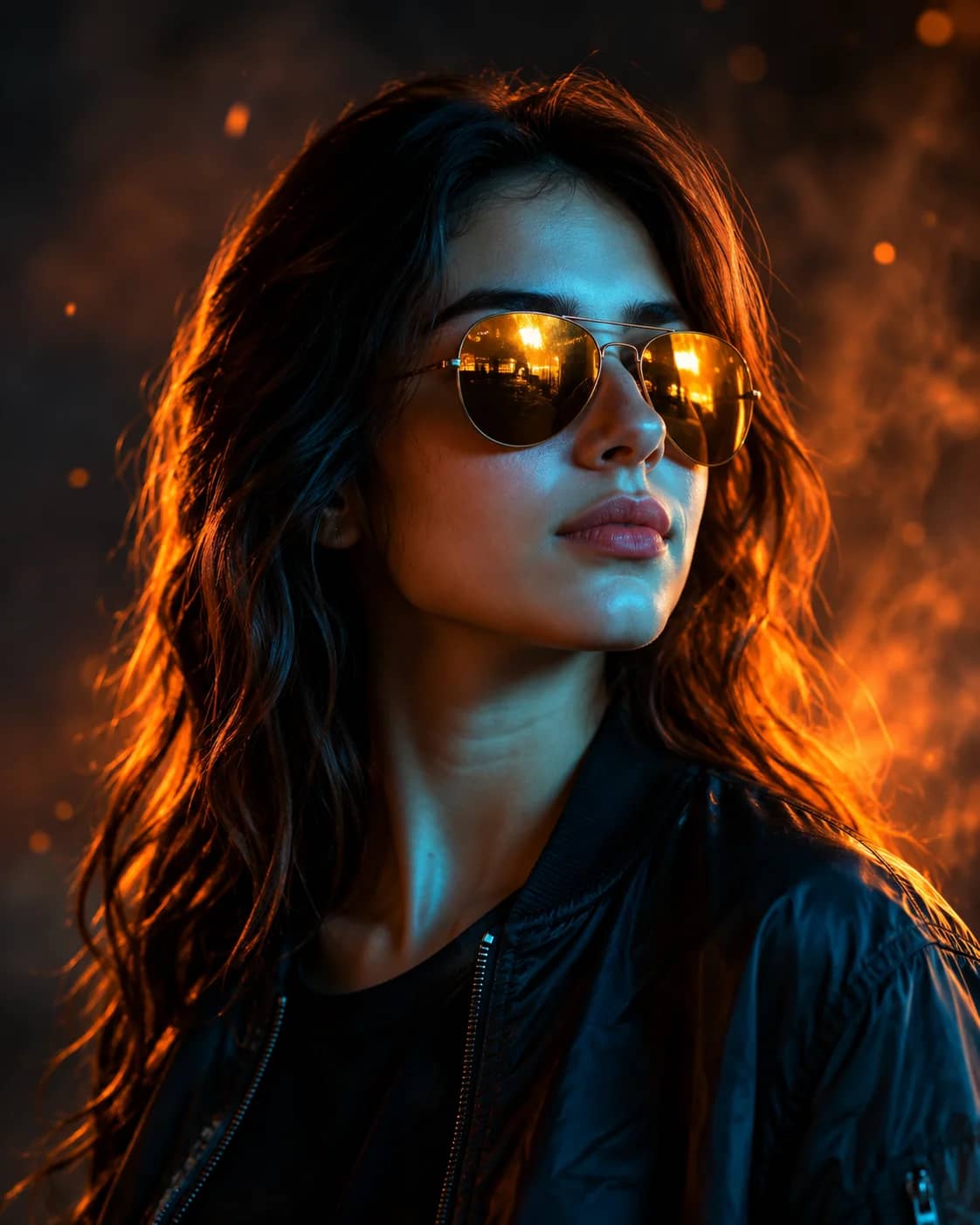 Dual Light Aviator Bomber Jacket Side Profile Prompt AI generated prompt preview