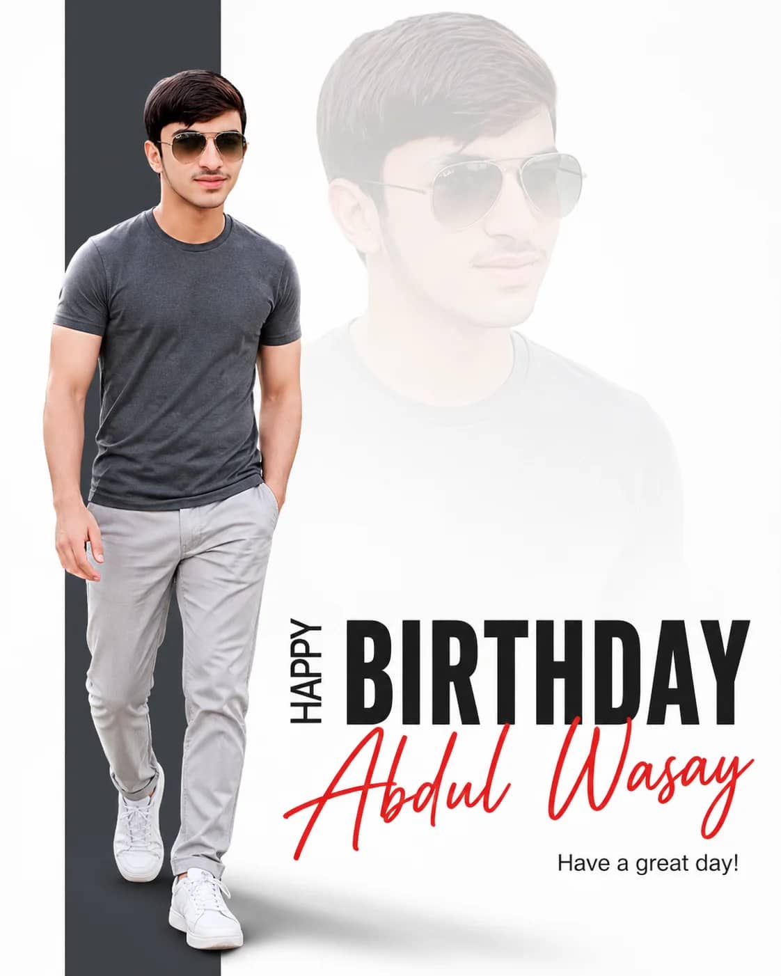 Minimalist High-Key Birthday Prompt with Red Signature Text AI generated prompt preview