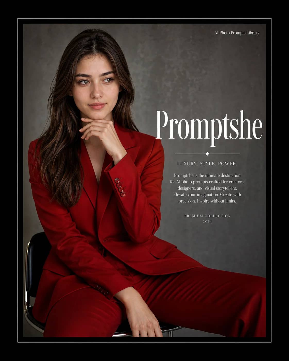 Monochromatic Red Designer Suit Luxury Editorial Prompt AI generated prompt preview