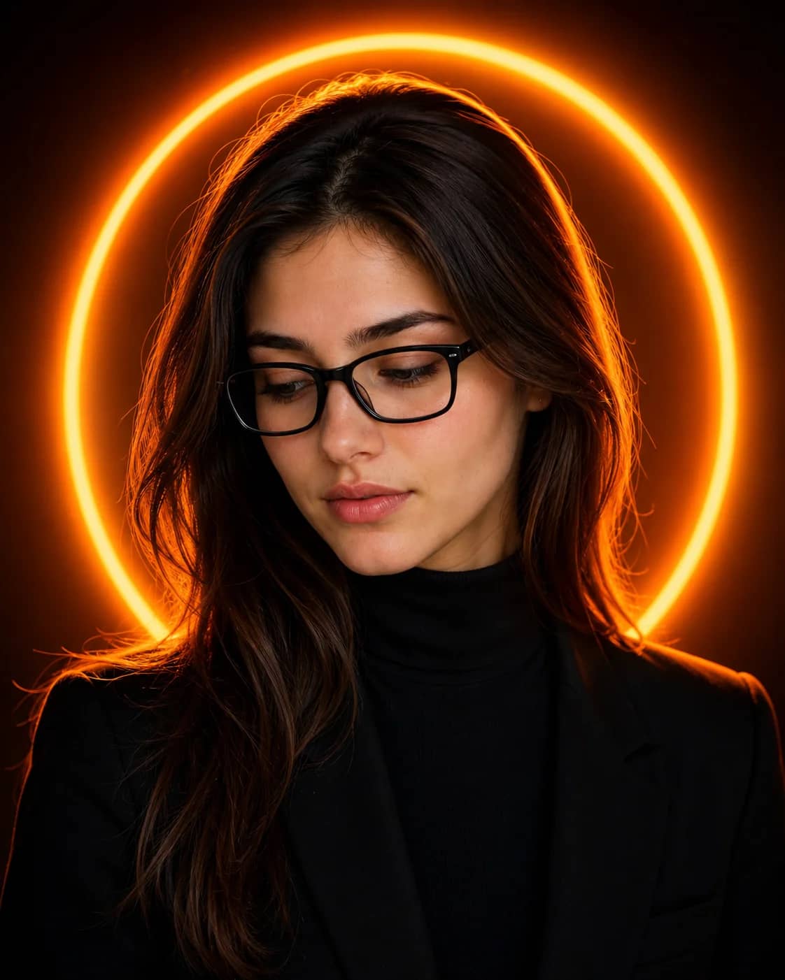 Neon Orange Ring Tailored Blazer Editorial Prompt AI generated prompt preview