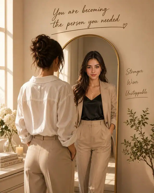 Aspirational Mirror Reflection Neutral Luxury Illustration Prompt