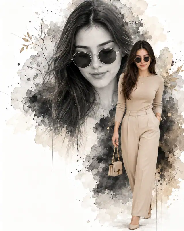 Beige Monochrome Watercolor Split Editorial Prompt