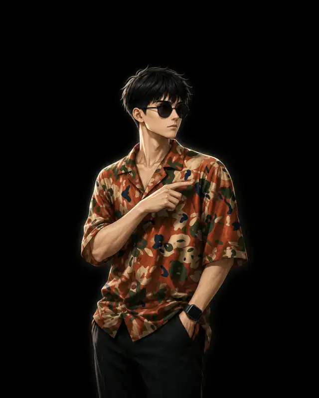Black Background Anime Male Portrait AI Prompt