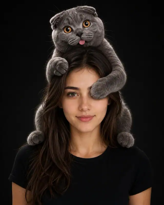 British Shorthair Cat Shoulder Peekaboo Portrait Prompt