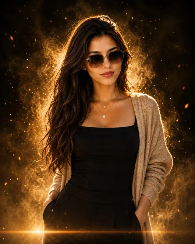 Golden Smoke Luxury Fashion Portrait AI Prompt
