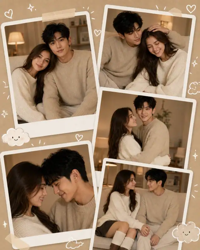K-Drama Romance Polaroid Scrapbook Couple Collage