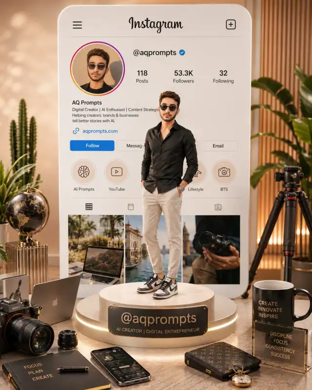Luxury 3D Instagram Showcase Portfolio Display Prompt