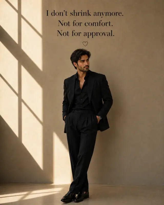 Quiet Luxury Black Suit Window Shadow Motivational Poster Prompt