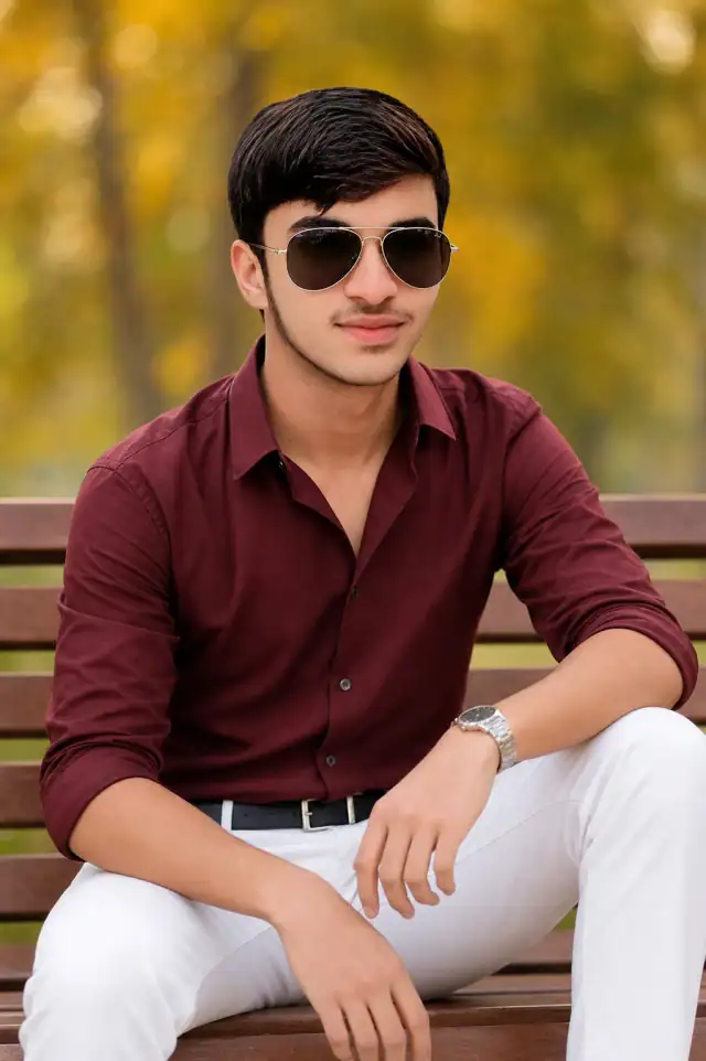 Aesthetic South Asian Male Autumn Park Portrait