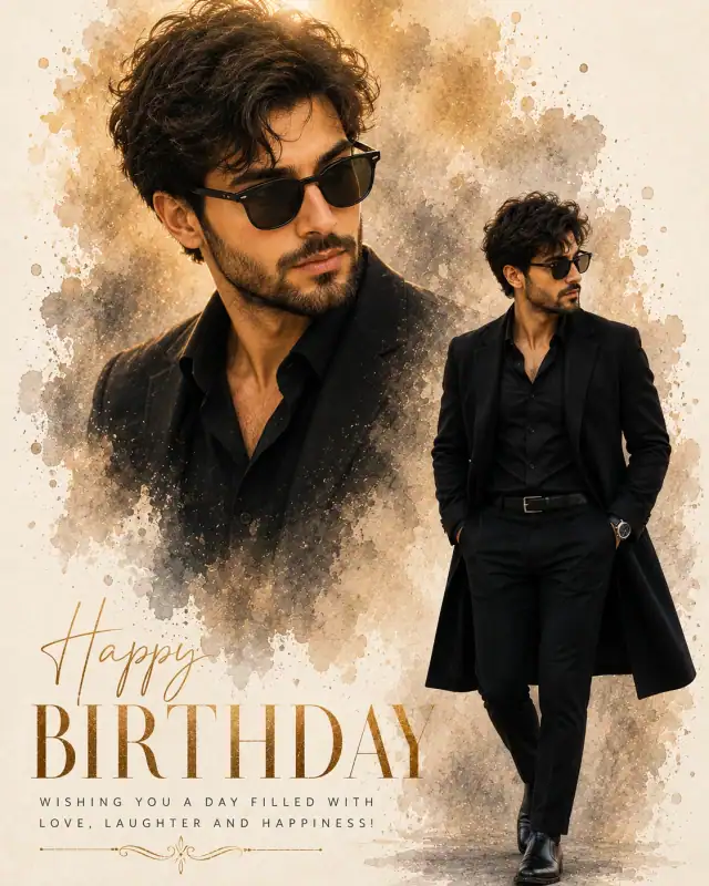 Vogue Style Dual Scale Birthday Watercolor Poster Prompt