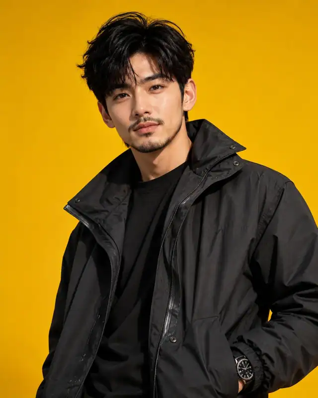 Yellow Background Male Streetwear Portrait AI Prompt