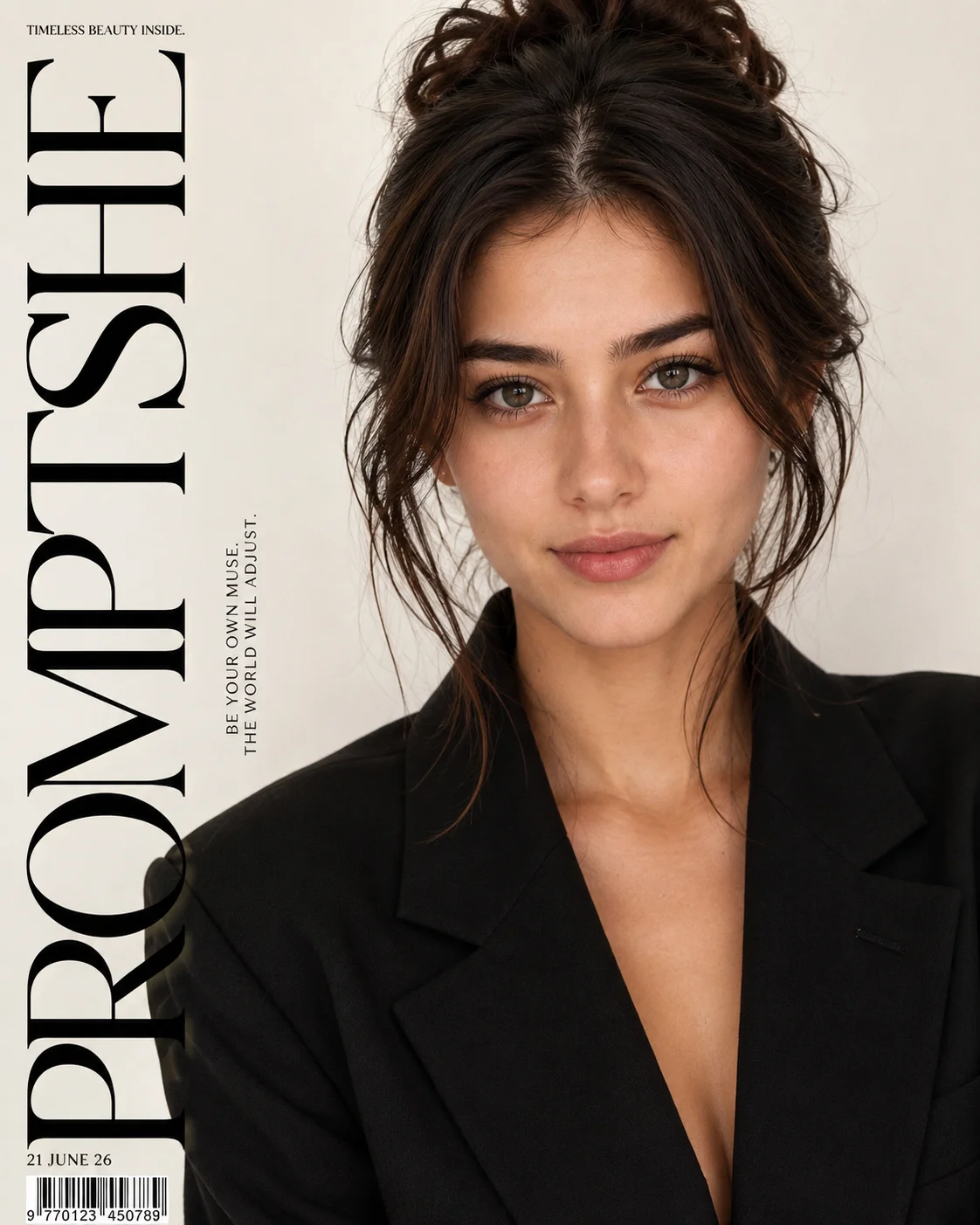 Elegance Magazine Cover Cream Split Composition Prompt AI generated prompt preview