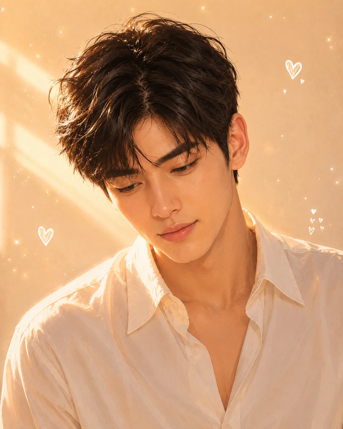 K-Drama Female Lead Golden Hour Backlit Portrait AI generated prompt preview