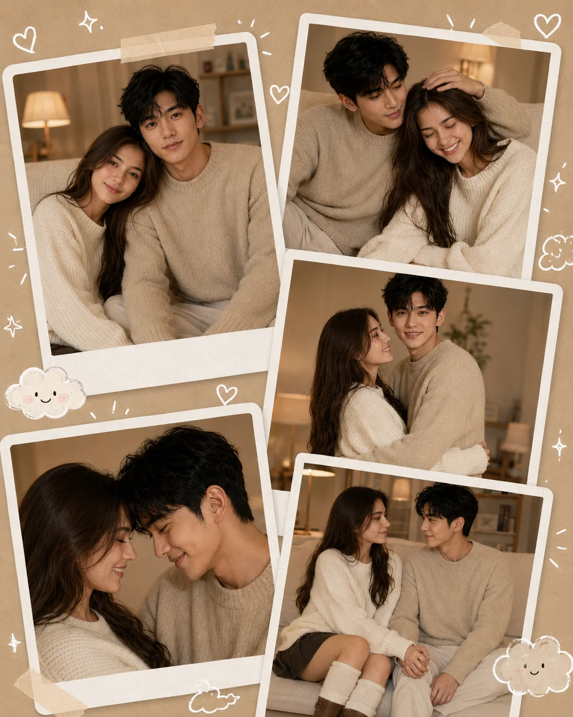 K-Drama Romance Polaroid Scrapbook Couple Collage AI generated prompt preview