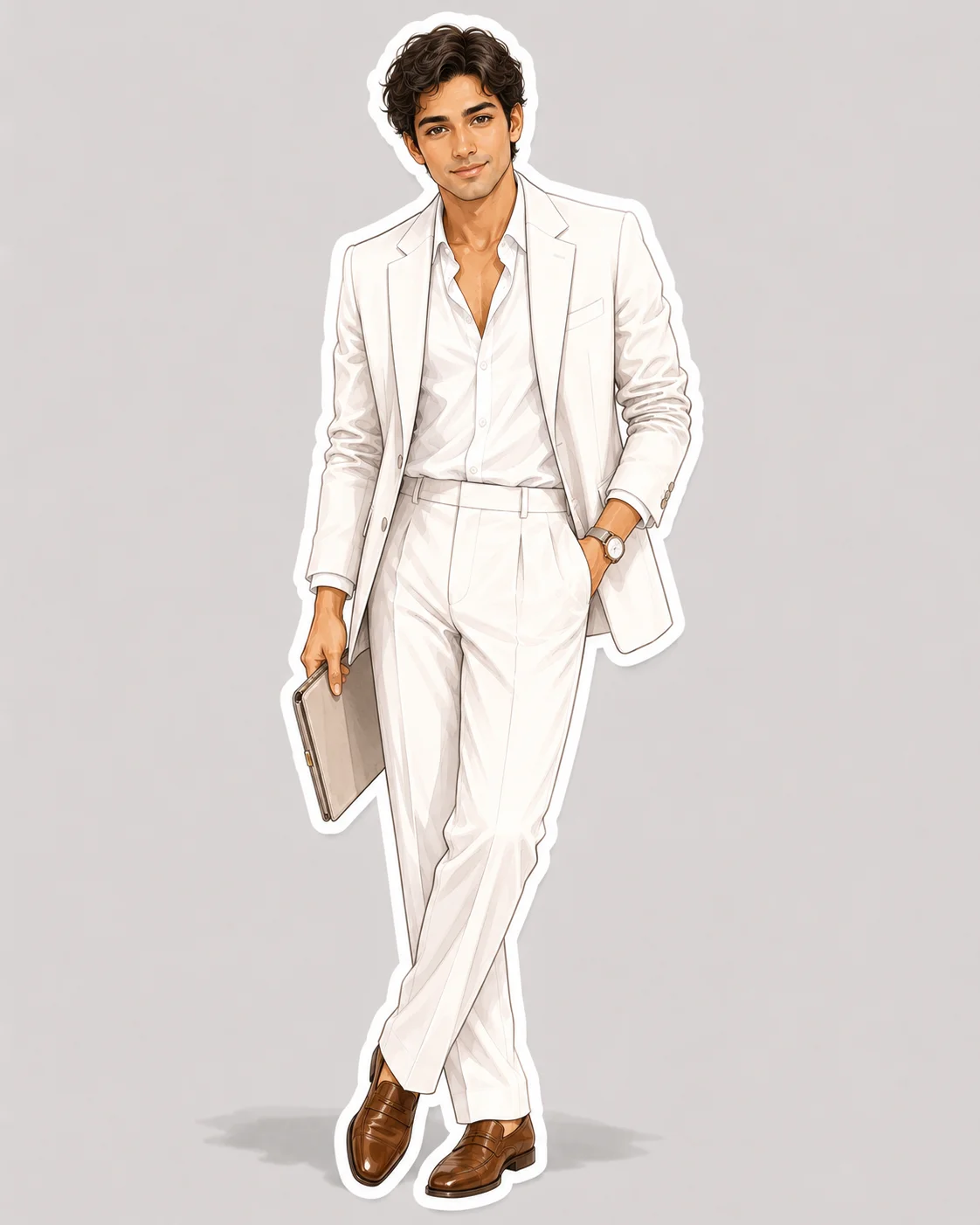 Luxury Fashion Illustration Sticker Portrait AI generated prompt preview