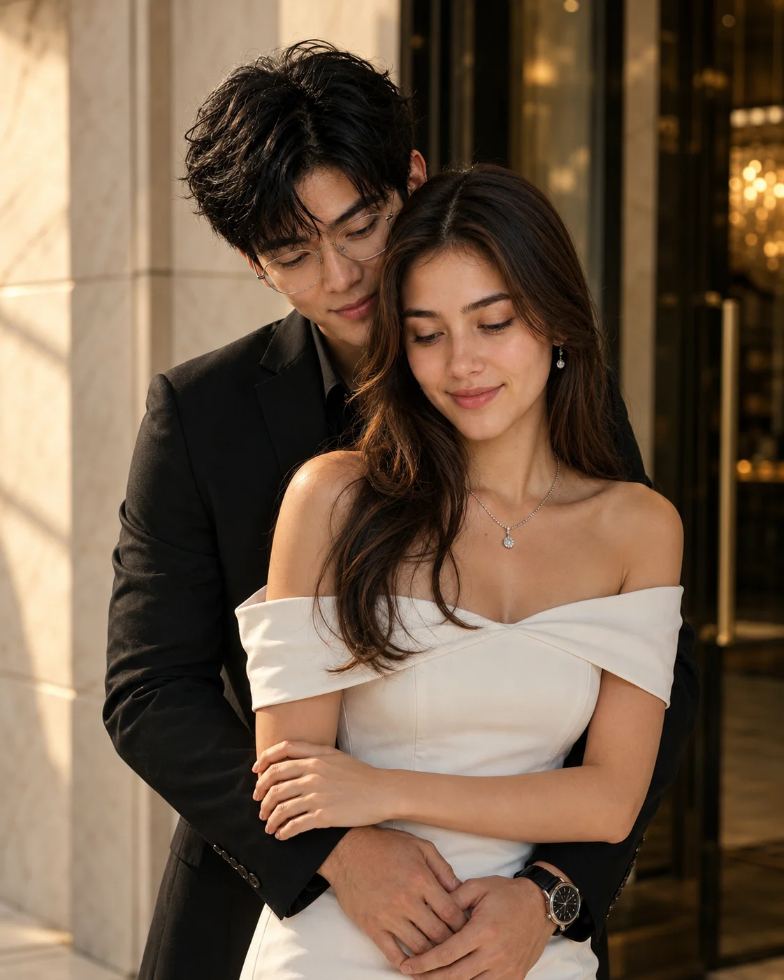 Luxury Korean Couple Portrait Engagement Photoshoot AI generated prompt preview