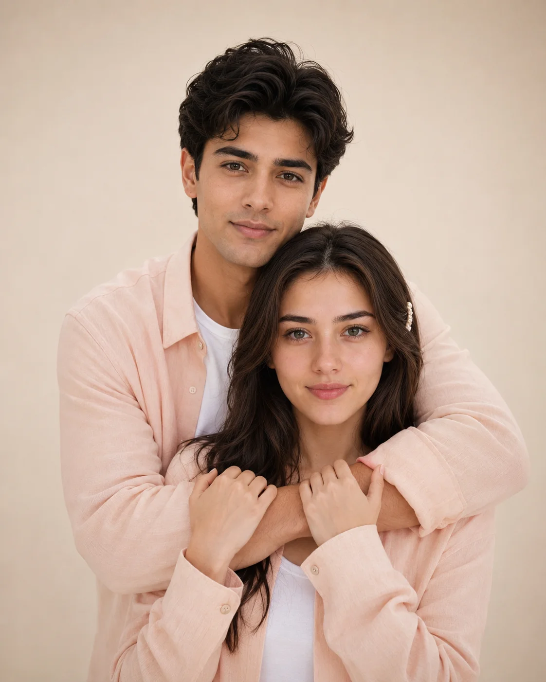 Luxury Linen Casual Korean Couple Portrait AI generated prompt preview