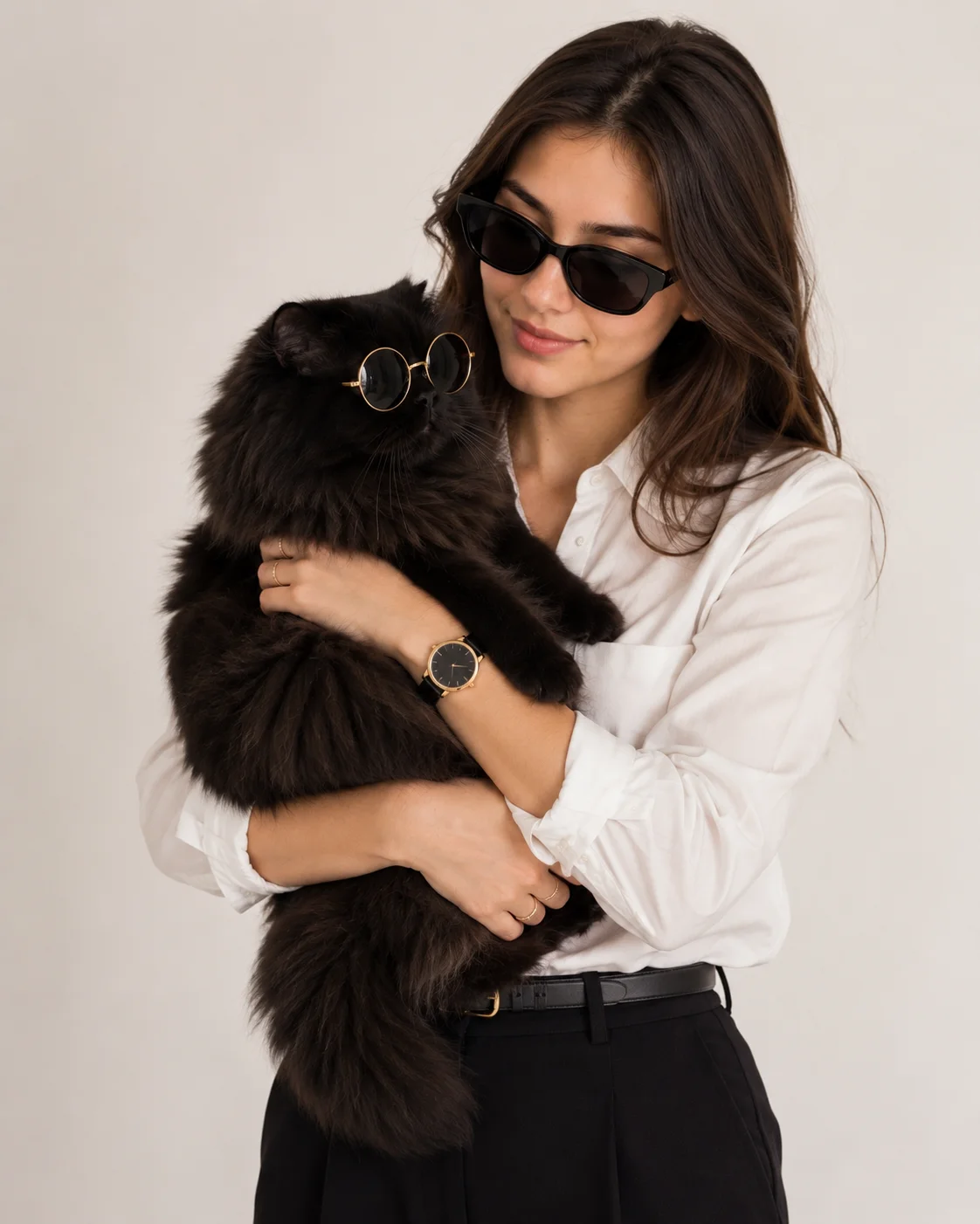 Luxury Long Sleeve Black Persian Cat Sunglasses Prompt AI generated prompt preview