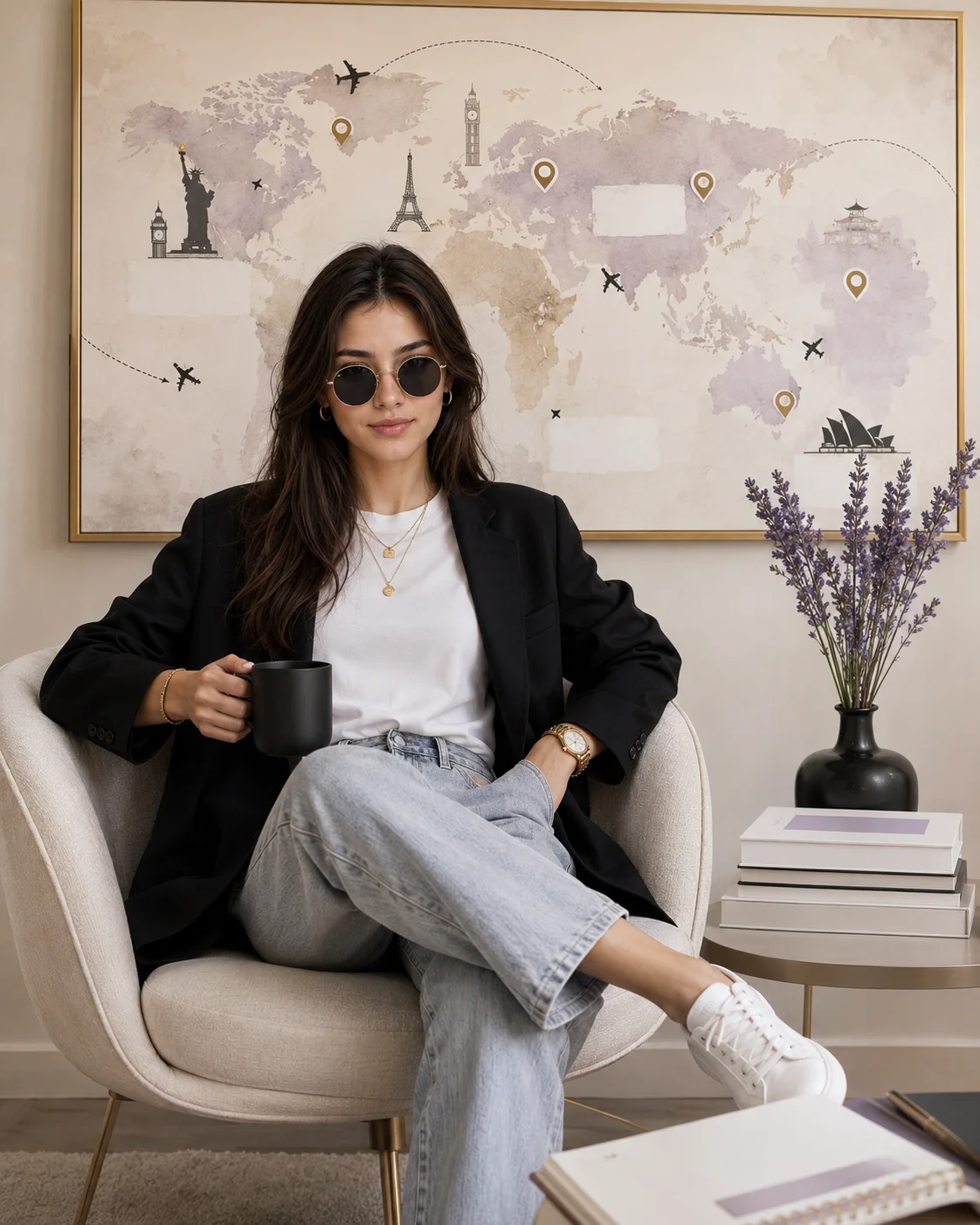 Minimalist Vision Board Lounge Chair Office Prompt AI generated prompt preview