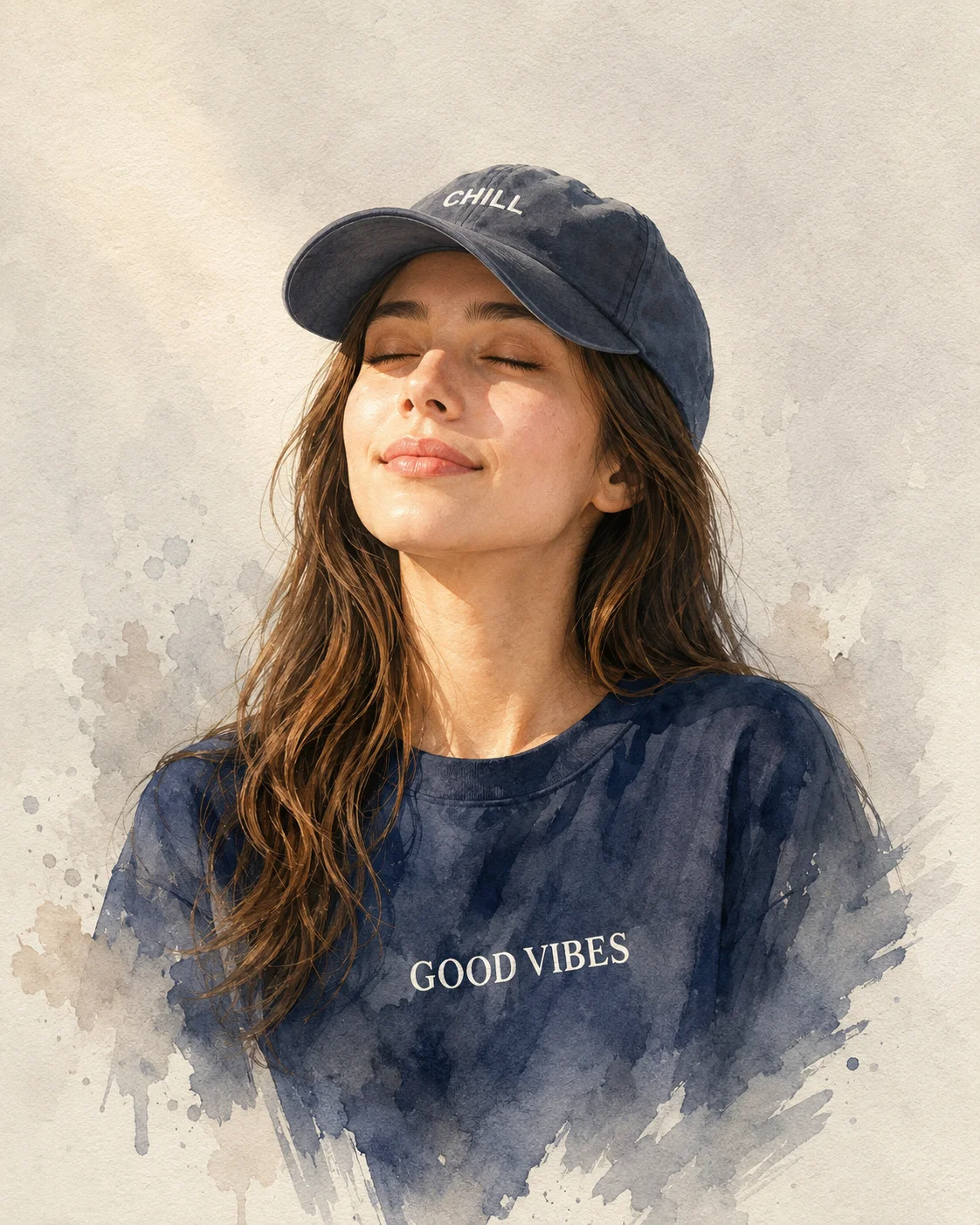 Minimalist Watercolor Editorial Portrait AI generated prompt preview