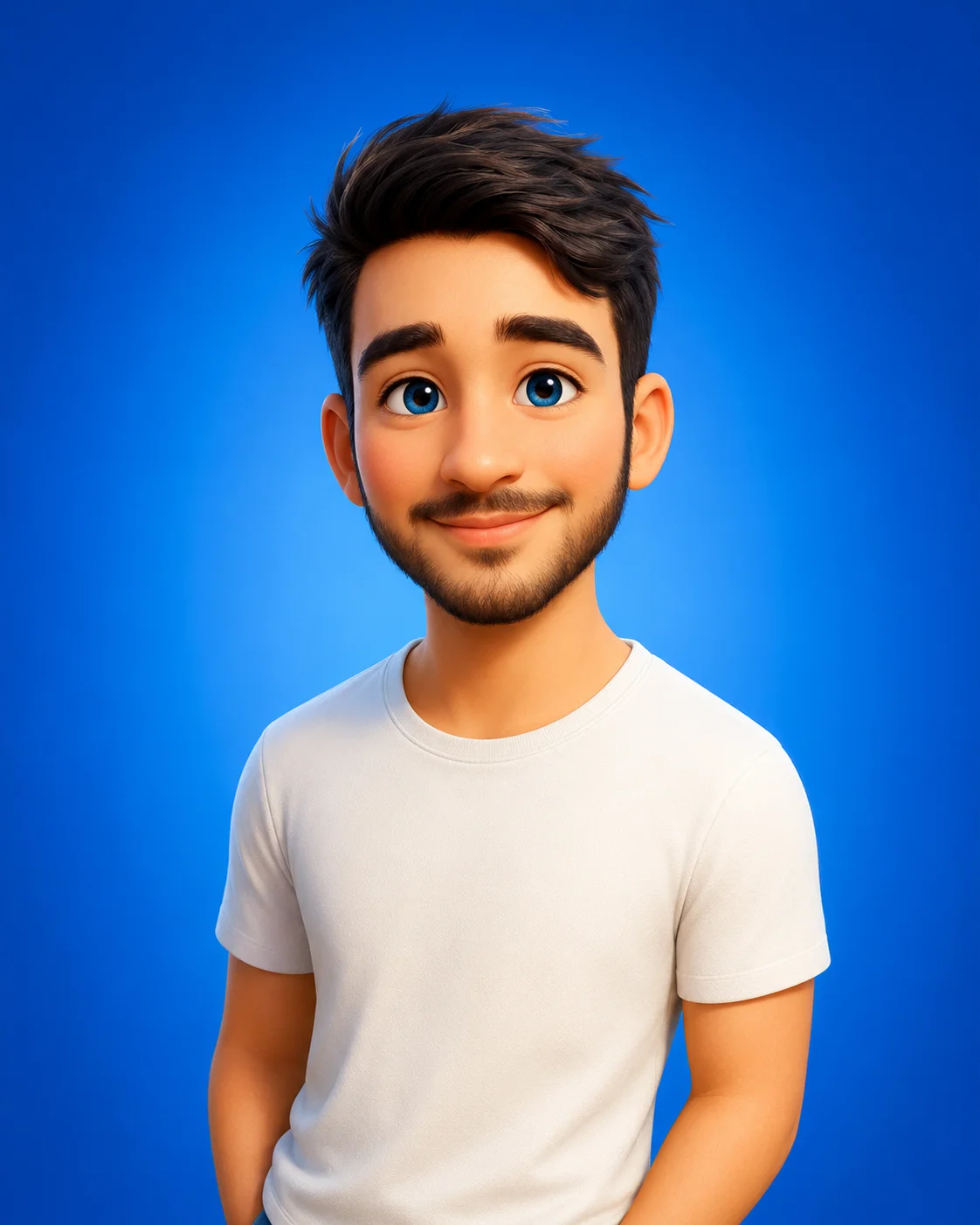 Pixar Style Bright Blue Gradient Male Cartoon Prompt AI generated prompt preview