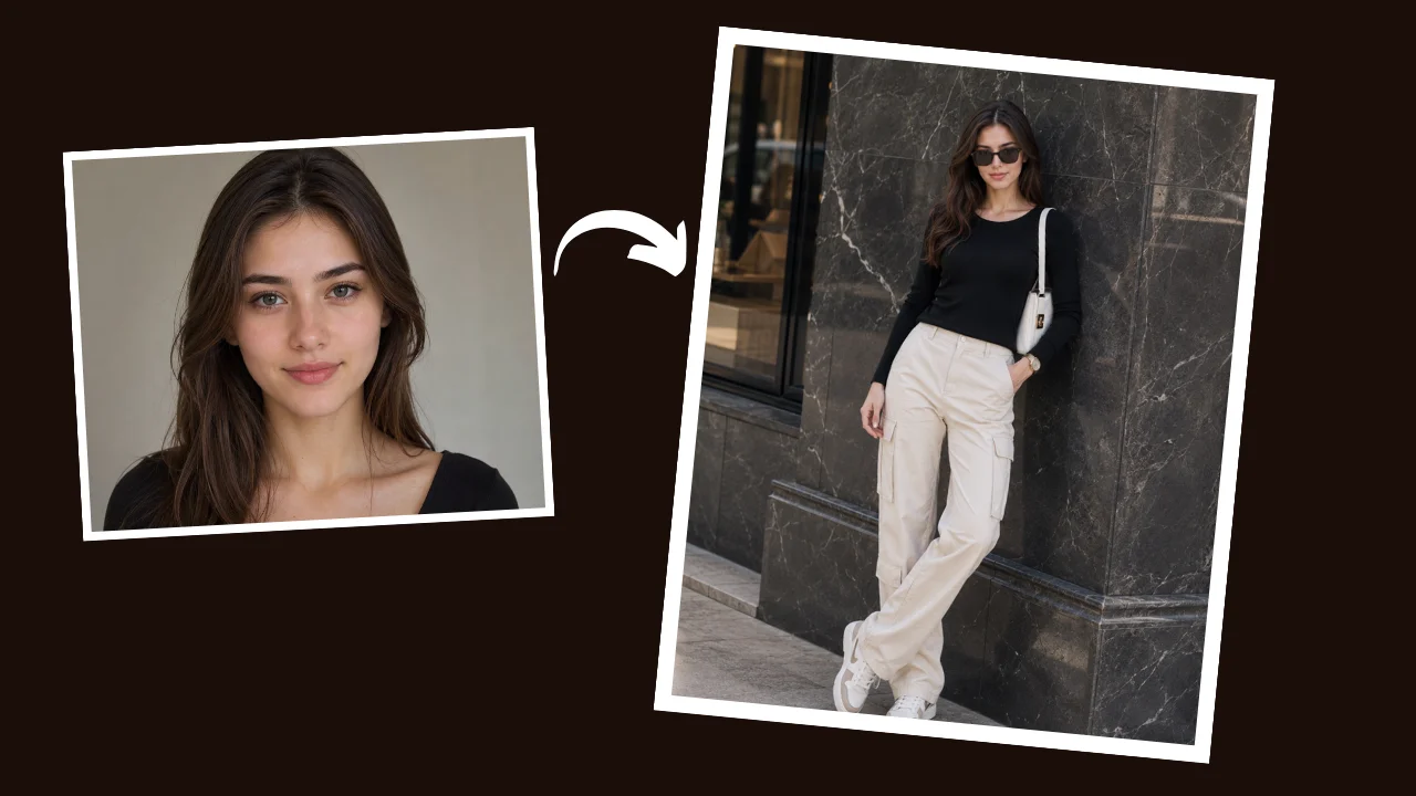 Professional AI headshot prompt for women — standing against luxury marble wall in minimalist fashion editorial style